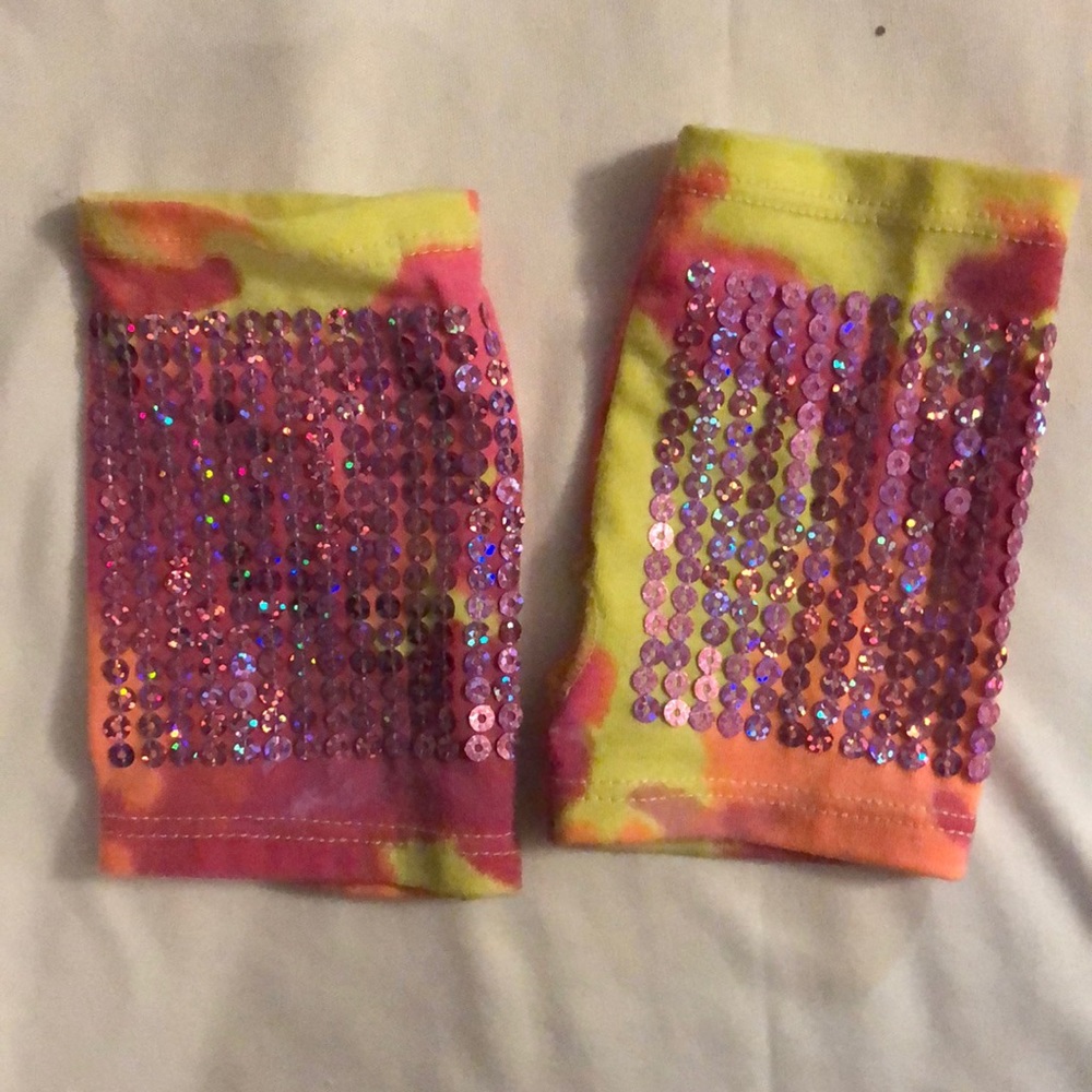 Tie dye sparkle fingerless gloves